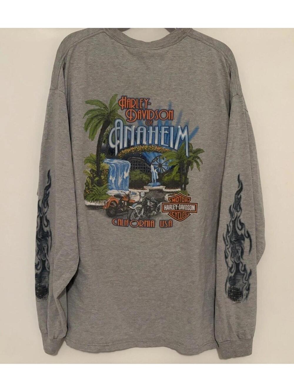 Vintage Harley Davidson Anaheim California Long Sleeve T-Shirt 2XL Made In USA